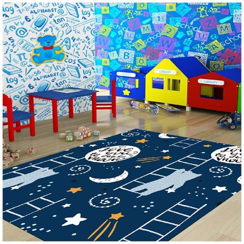 Tappeto Stampato Baby Dream 5 - Per Bambini - Arredo - Antiscivolo - Da Soggiorno, Salotto, Camera - Multicolore In Poliestere, Cotone, 120 X 180 Cm - Foto 3