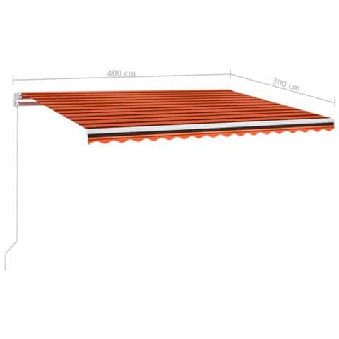Tenda da Sole Retrattile Manuale LED 400x300 cm Arancio Marrone - Foto 2