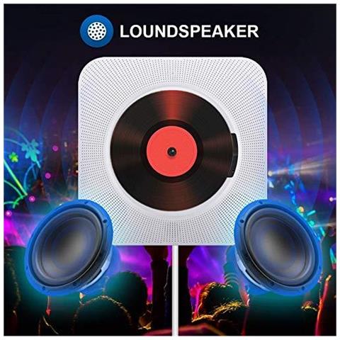 Lettore Cd Portatile Con Bluetooth Montaggio A Parete Fedelt Incorporata Altoparlanti Home Audio Boombox Con Telecomando Radio Fm Mp3 Usb 3.5mm Jack Aux Input Output Con Tirare-switch - Foto 2