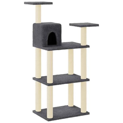 Albero per Gatti con Tiragraffi in Sisal Grigio Scuro 118,5 cm - Foto 2
