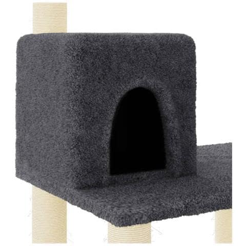 Albero per Gatti con Tiragraffi in Sisal Grigio Scuro 118,5 cm - Foto 8