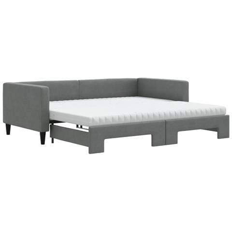 Divano Letto Estraibile Materassi Grigio Scuro 100x200 Tessuto - Foto 1