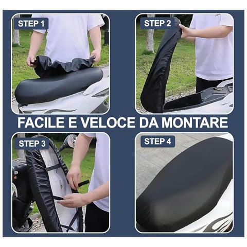 Coprisella Universale Impermeabile, Materiale Pu Similpelle, Adattabile Scooter E Moto, Nero, Con Borsa, Tg Xl (95x48cm) - Foto 5