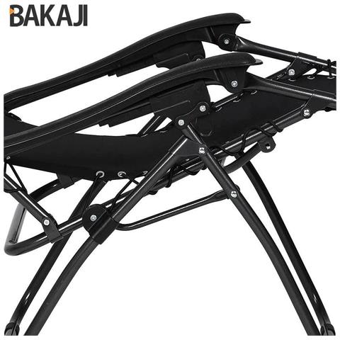 Sedia Da Giardino Poltrona Relax Pieghevole Gravita Zero Acciaio Oxford Nero - Foto 2