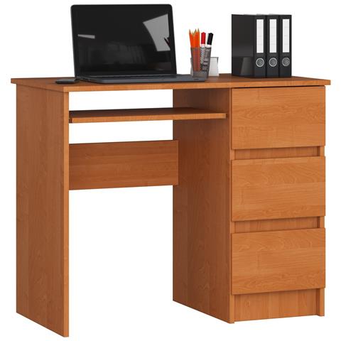Scrivania per computer A6 destro, 3 cassetti, 90x50x77 cm, Colore Ontano - Foto 1