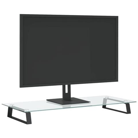 Supporto per Monitor Nero 80x35x8cm Vetro Temperato e Metallo - Foto 3