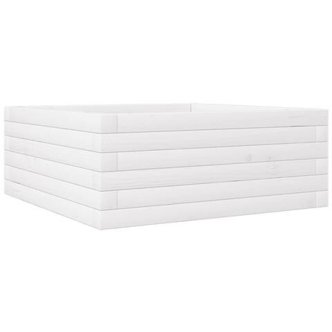 Fioriera Da Giardino Bianca 60x60x23 Cm Legno Massello Di Pino - Foto 2