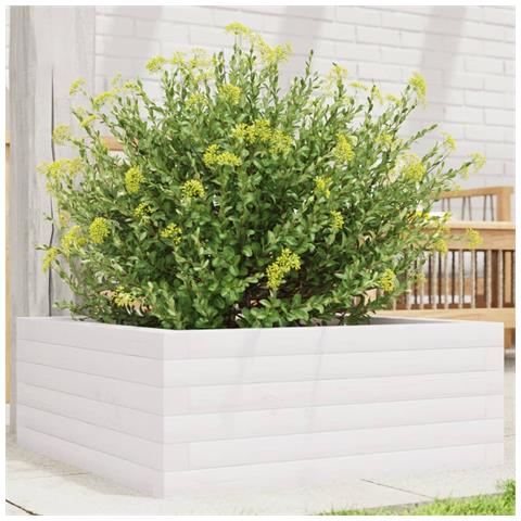 Fioriera Da Giardino Bianca 60x60x23 Cm Legno Massello Di Pino - Foto 1