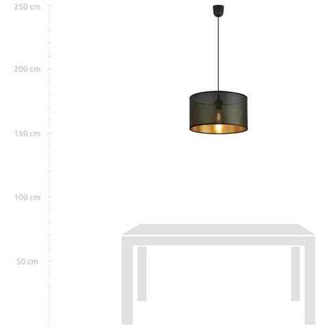 Lampada A Sospensione Aston - Nero, Oro - Acciaio Verniciato A Polvere, Tessuto - 35x100x35 Cm - Foto 7