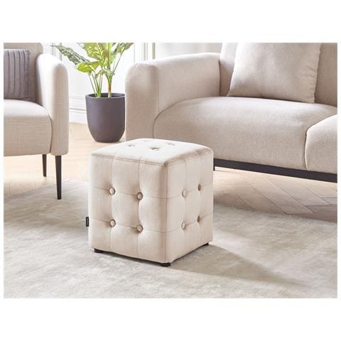 Pouf Wisconsin Velluto Beige Chiaro - Foto 1