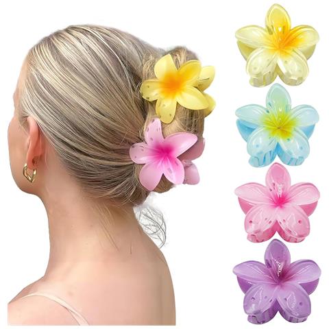 Fermagli Per Capelli Con Fiori, Confezione Da 4 Yellow /blue /purple /pink - Foto 1