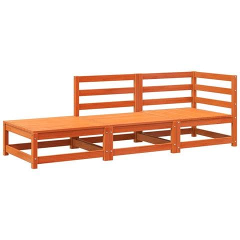 Divano Giardino Con Poggiapiedi 2 Posti Marrone Cera Legno Pino - Foto 2