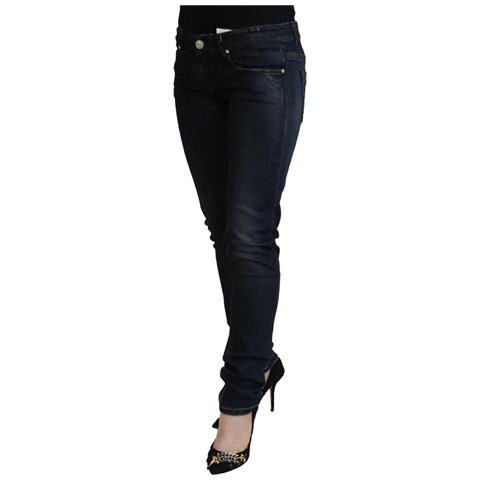Jeans Casual Da Donna Slim Fit A Vita Bassa In Cotone Blu - W26 - Foto 2
