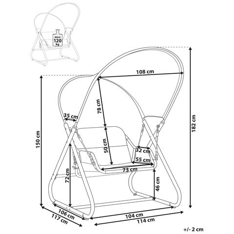 Dondolo Da Giardino Solagna Metallo Grigio Scuro - Foto 8