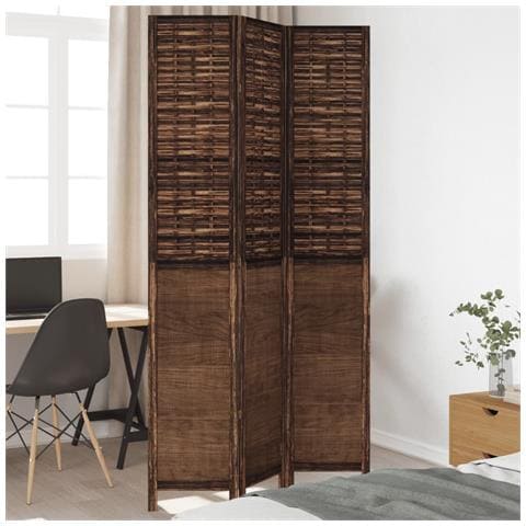 Divisorio Ambienti 3 Pannelli Marrone Scuro Massello Paulownia - Foto 1