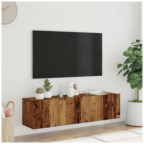 Mobile Tv A Parete Legno Antico 120x30x30 Cm In Truciolato - Foto 3