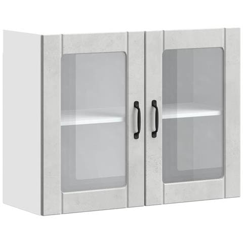 Pensile Da Cucina Con Porta In Vetro Lucca Grigio Cemento - Foto 2