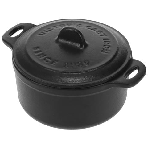 Victoria 39202 Mini Cocotte Induzione In Ghisa Smaltata 10cm, 0,3l, 1-2 Porzioni, Senza Pfoa Nero - Foto 1