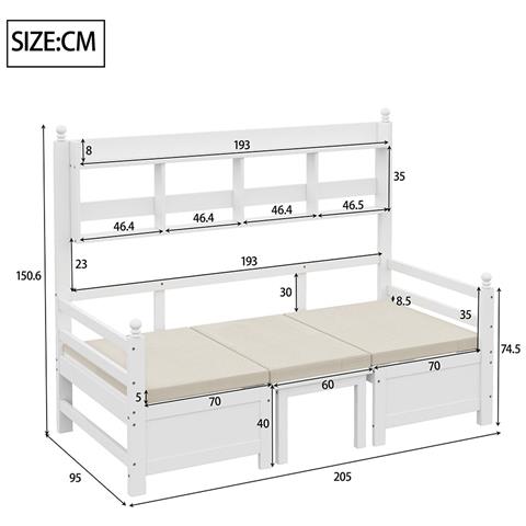Divano Letto 200x90 Cm,letto E Scrivania 2 In 1,letto Singolo In Legno,bianco - Foto 2