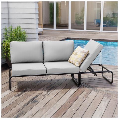 Sorrento Mobili Da Giardino Divano Modulare 2-3 Posti Grigio In Alluminio - Foto 1