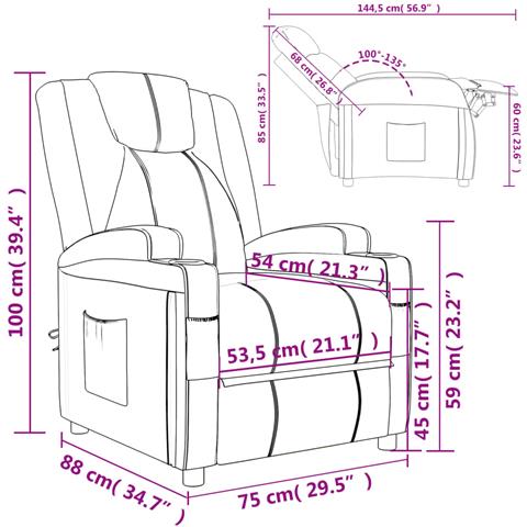 Poltrona Reclinabile Cappuccino in Similpelle - Foto 9