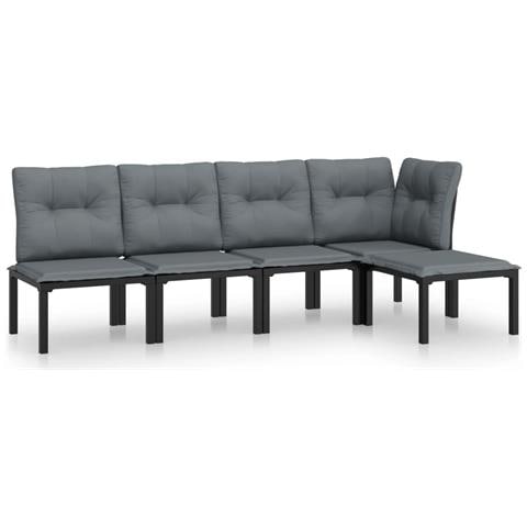 Set Salotto da Giardino 5 pz Nero e Grigio in Polyrattan - Foto 1
