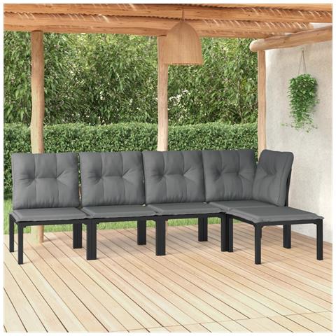 Set Salotto da Giardino 5 pz Nero e Grigio in Polyrattan - Foto 2