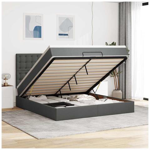 Struttura Letto Pouf con Materasso 160x200 cm in Tessuto - Foto 2