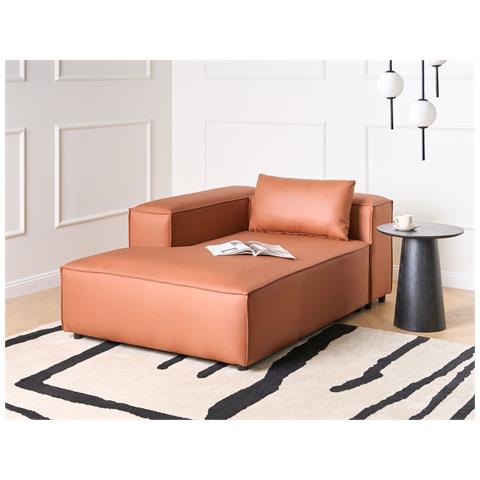 Chaise Longue Versione Destra Brande Pelle Sintetica Marrone Dorato - Foto 1