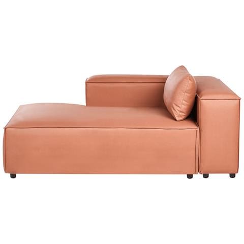 Chaise Longue Versione Destra Brande Pelle Sintetica Marrone Dorato - Foto 2