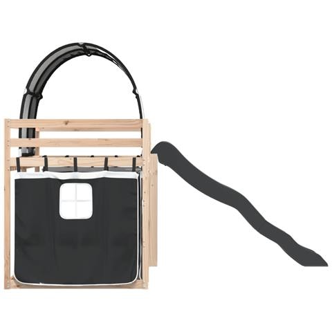 Letto a Castello con Scivolo e Tende Bianco e Nero 80x200 cm - Foto 9