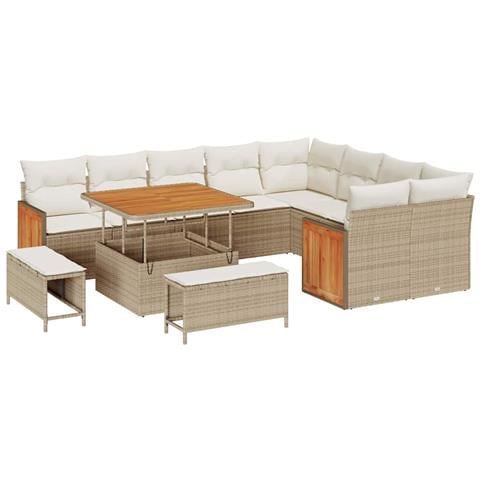 Set Divano da Giardino 12 pcs Beige e Crema 100 x 100 x 71 cm - Foto 1