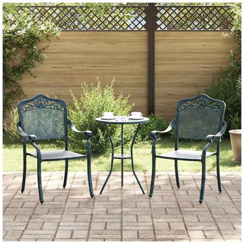 Sedia da Giardino 2 pcs Verde 55 x 56.5 x 91cm Alluminio - Foto 2
