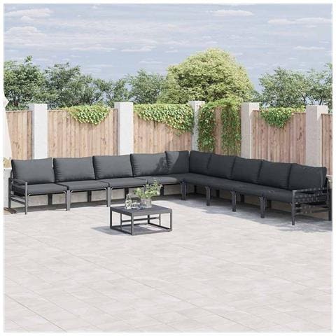 Set Divano da Giardino 10 pcs Antracite Acciaio - Foto 2