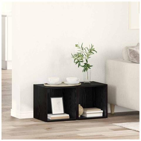 Mobile TV 2 pcs Nero 37 x 35 x 37 cm Legno multistrato - Foto 2
