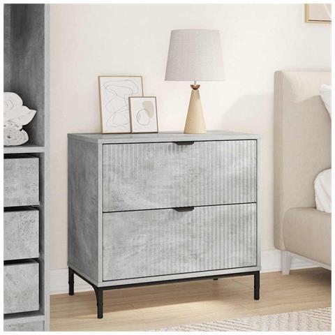 Comodino Grigio cemento 63.5 x 36 x 61 cm Legno multistrato - Foto 2