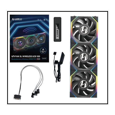 UNI FAN SL Wireless LCD 120 Case per computer Ventilatore 12 cm Nero 3 pz - Foto 1
