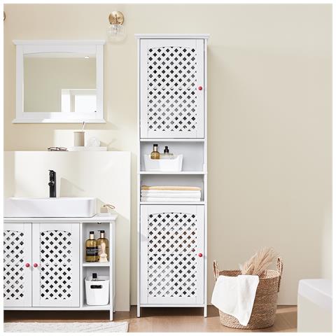 Colonna Bagno Con 2 Ante E Ripiani Aperti, Mdf E1, 60 Kg, Bianca - Foto 2