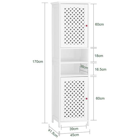 Colonna Bagno Con 2 Ante E Ripiani Aperti, Mdf E1, 60 Kg, Bianca - Foto 7