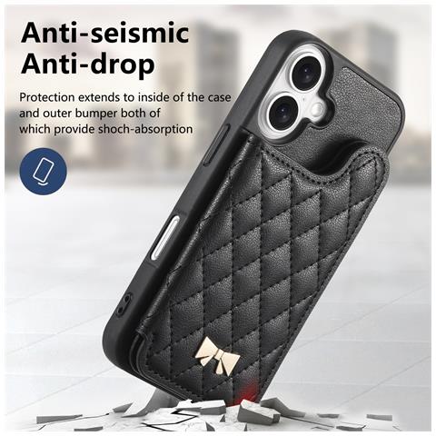 Elegante Custodia A Portafoglio Compatibile Con Iphone 17 Air Con Porta Carte, Cavalletto E Specchietto Per Trucco Black - Foto 2