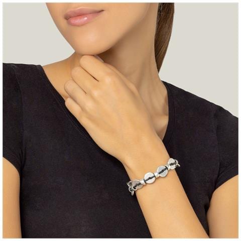 Bracciale In Pelle E Argento. Maglie In Zama E Pelle Nera. - Foto 2