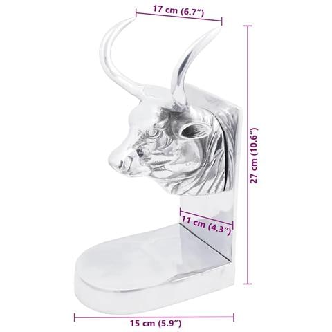 Fermalibri 2 pcs Argento 17 x 15 x 27 cm Alluminio - Foto 9