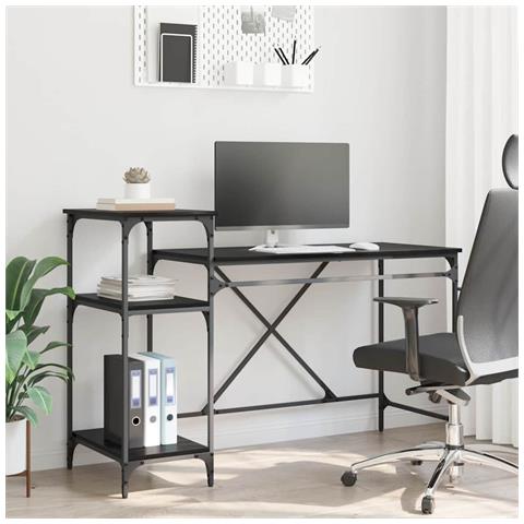 Scrivania Rovere Nero 135 x 50 x 90 cm Legno multistrato - Foto 2