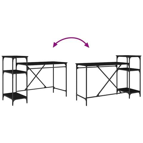 Scrivania Rovere Nero 135 x 50 x 90 cm Legno multistrato - Foto 9