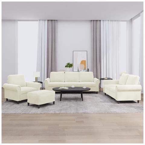 Set di Divani 4 pz con Cuscini Crema in Velluto - Foto 2