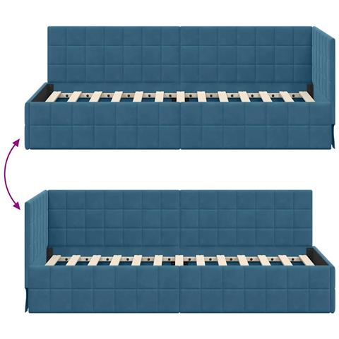Cornice del letto ad angolo Blu 80 cm x 200 cm Tessuto - Foto 9