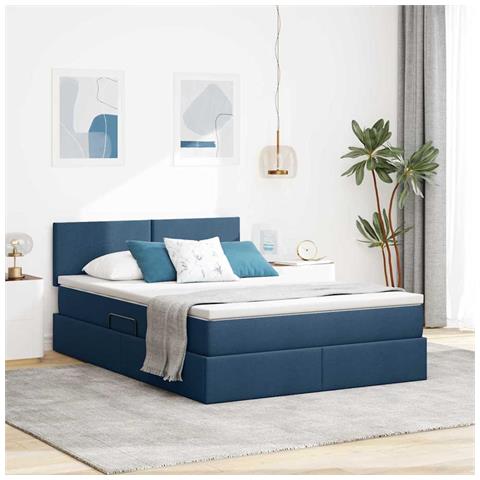 Letto con contenitore e LED Blu 140 x 190 cm Poliestere - Foto 2
