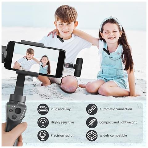 Microfono Lavalier Wireless Bluetooth Senza Fili Android USB-C Mini Microfono - Foto 2