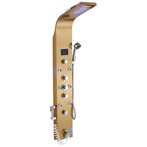 Pannello doccia, Blackswan, tipo M8009, modello oro con bocca, display digitale, doccetta bidet, LED e funzioni SPA, misura 128 cm - Foto 1