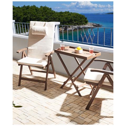 Set Di 2 Sedie Da Giardino Con Cuscini Amantea Premium Legno D \'acacia Beige Chiaro - Foto 1